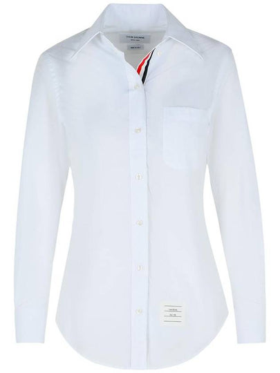 Logo Patch Cotton Shirt White - THOM BROWNE - BALAAN 2