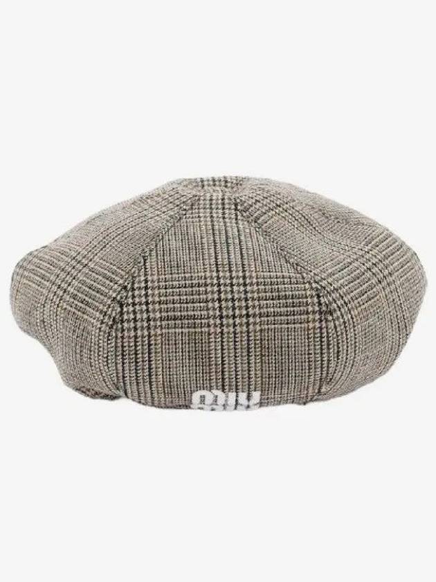 Prince Of Wales Check Wool Beret Grey - MIU MIU - BALAAN 3