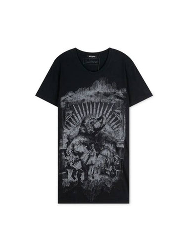 Elephant Print Short Sleeve T-Shirt Black - BALMAIN - BALAAN 1