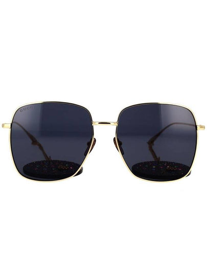 Eyewear Metal Chain Crystal Disco Ball Pendant Sunglasses Black Gold - GUCCI - BALAAN 2