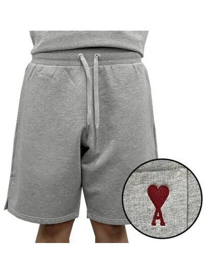 Organic Cotton Fleece Shorts Heather Ash Grey - AMI - BALAAN 2