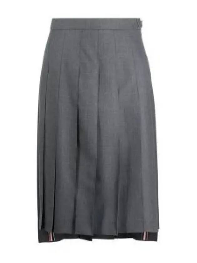 Super 120S Twill Below Knee Pleated Skirt Medium Grey - THOM BROWNE - BALAAN 2