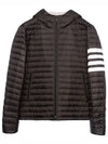 Matte Nylon 4-Bar Stripe Downfill Quilted Hoodie Padding Black - THOM BROWNE - BALAAN 8