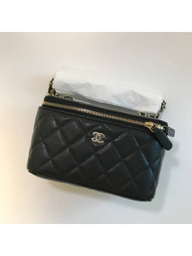 Classic Vanity Rectangular Gold Plated Black Caviar Cosmetic Bag AP1341 - CHANEL - BALAAN 3