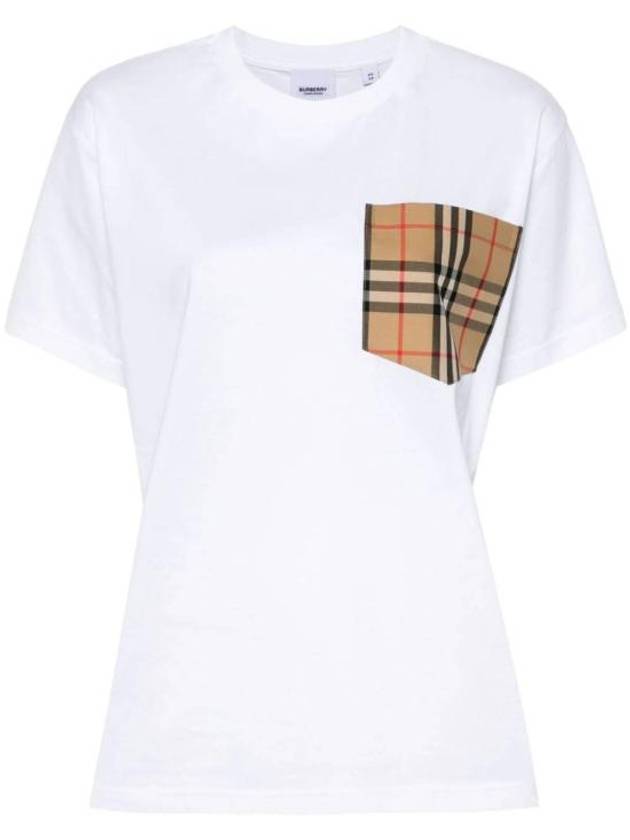 Check Pocket Crew Neck Cotton Short Sleeve T-Shirt White - BURBERRY - BALAAN 2