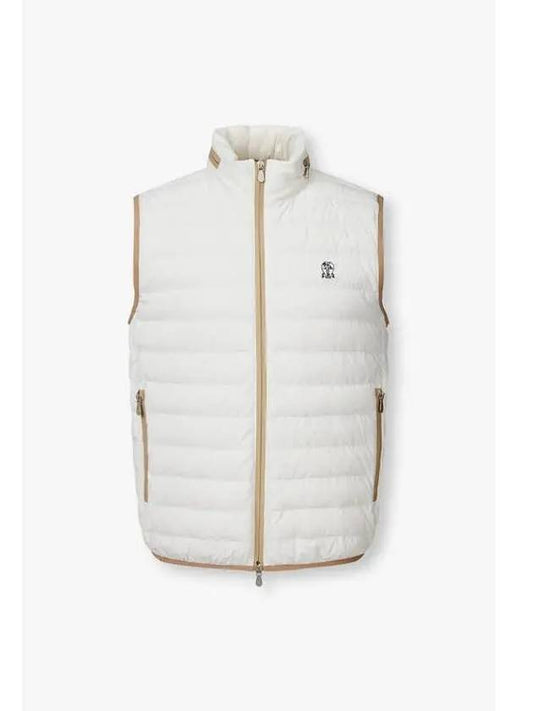 Men s Quilted Zip Up Down Vest White - BRUNELLO CUCINELLI - BALAAN 1