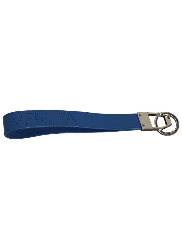 Lambskin Logo Strap Key Holder Blue - BOTTEGA VENETA - BALAAN 3