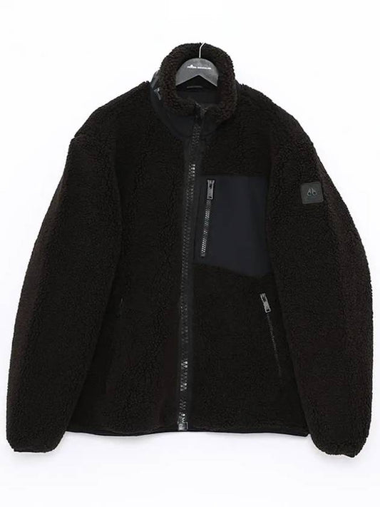 Men's Sagrek Shearling Fleece Zip-Up Jacket Black - MOOSE KNUCKLES - BALAAN 2