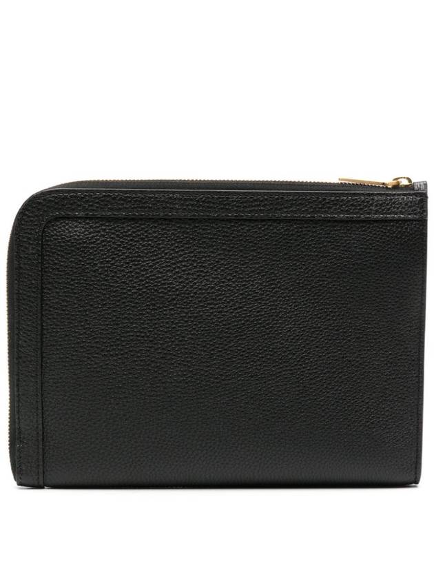 Mini Pebble Leather Gusset Clutch Bag Black - THOM BROWNE - BALAAN 5