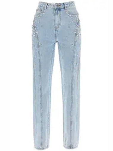 Crystal embellished denim jeans blue - SELF PORTRAIT - BALAAN 1