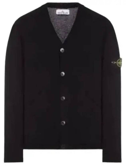 Wappen V Neck Cotton Knit Cardigan Black - STONE ISLAND - BALAAN 2