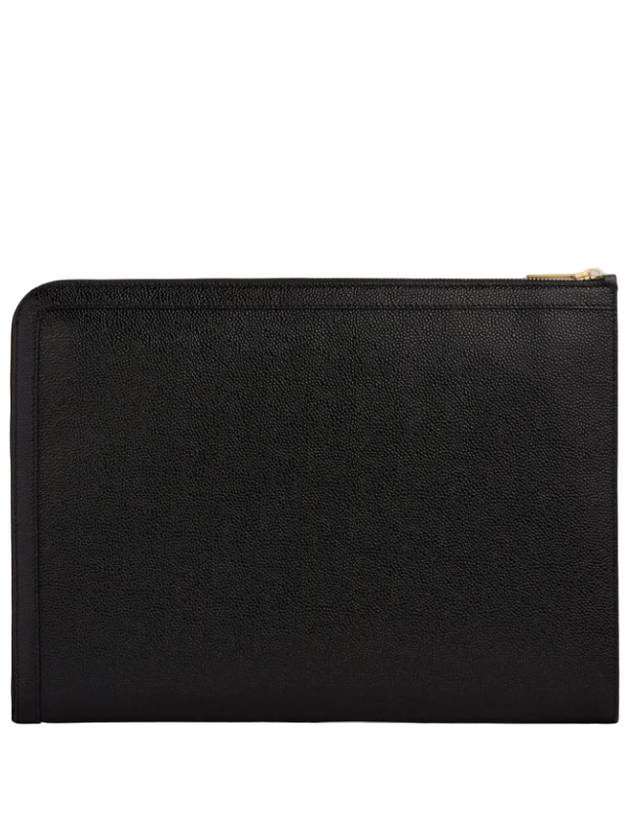 Three Stripes Tab Pebble Document Folio Clutch Bag Black - THOM BROWNE - BALAAN 3