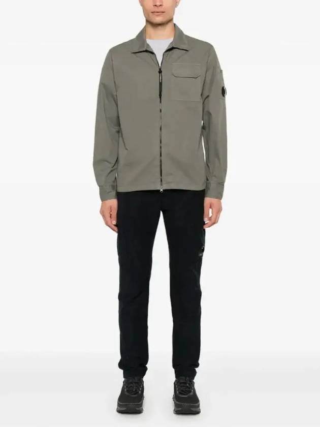 Oversized Organic Gabardine Long Sleeve Shirt Green - CP COMPANY - BALAAN 4