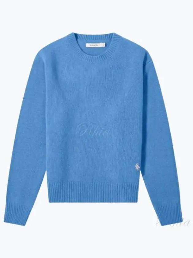 Embroidered Logo Crew Neck Wool Knit Top Blue - SPORTY & RICH - BALAAN 2