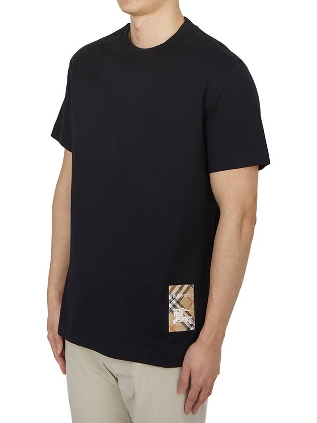 Check Label Cotton Short Sleeve T-Shirt Black - BURBERRY - BALAAN 3