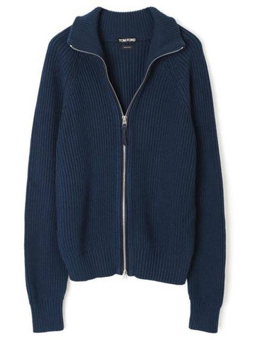 Zip Up Cardigan Royal Blue - TOM FORD - BALAAN 1