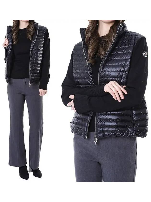 Padded Wool Cardigan Black - MONCLER - BALAAN 3