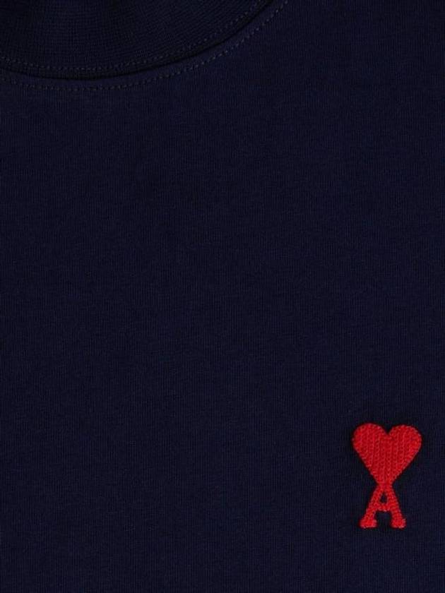 Small Heart Logo Short Sleeve T-Shirt Navy - AMI - BALAAN 7