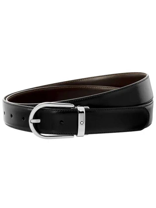 Men's Buckle 30mm Reversible Leather Belt Black Brown - MONTBLANC - BALAAN 2