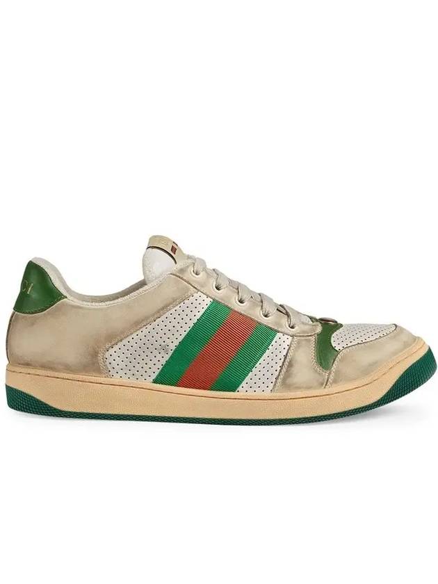 Screener Vintage Leather Low Top Sneakers White Beige - GUCCI - BALAAN 1