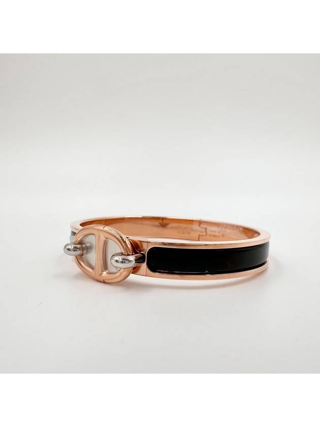 Mini Clic Chaine D'Ancre Bracelet Noir Rose Gold - HERMES - BALAAN 8