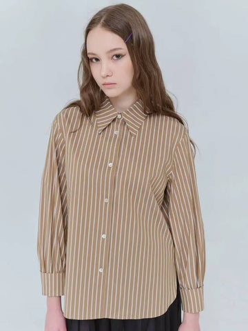 Wrist Volume Stripe CN Shirt Brown 0129 - VOYONN - BALAAN 1