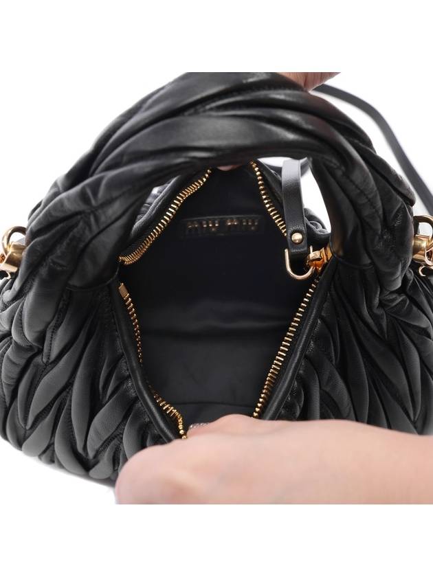 Wander Matelasse Nappa Leather Mini Hobo Tote Bag Black - MIU MIU - BALAAN 7