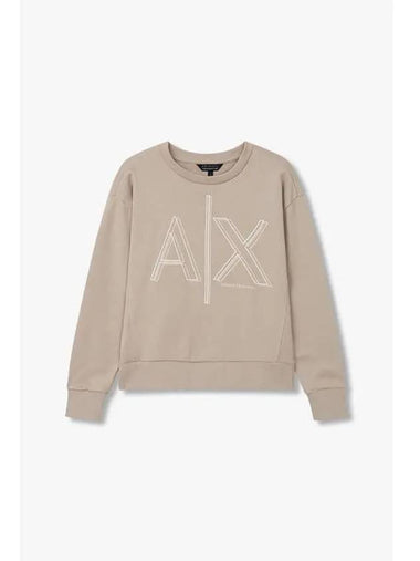 Women s Line Logo Graphic Sweatshirt Beige - ARMANI EXCHANGE - BALAAN 1