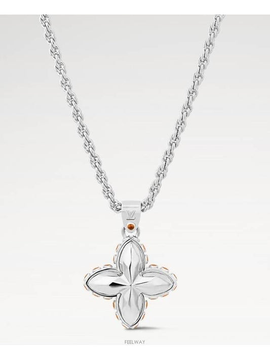 LV Flower Studs Pendant Necklace Silver - LOUIS VUITTON - BALAAN 2