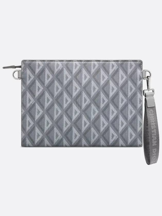 A5 Triangle CD Diamond Canvas Clutch Bag Grey - DIOR - BALAAN 3