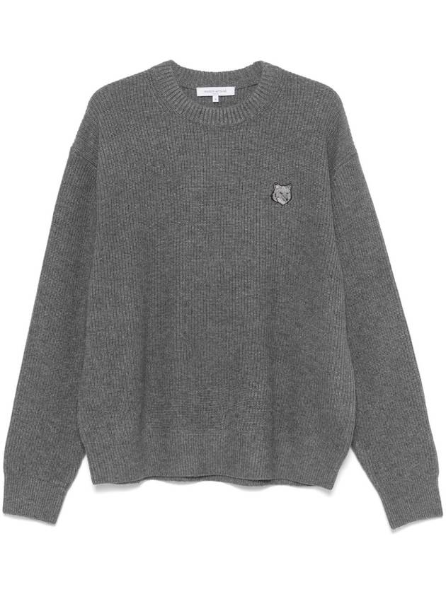 Bold Fox Head Patch Comfort Ribbed Knit Top Grey Melange - MAISON KITSUNE - BALAAN 2