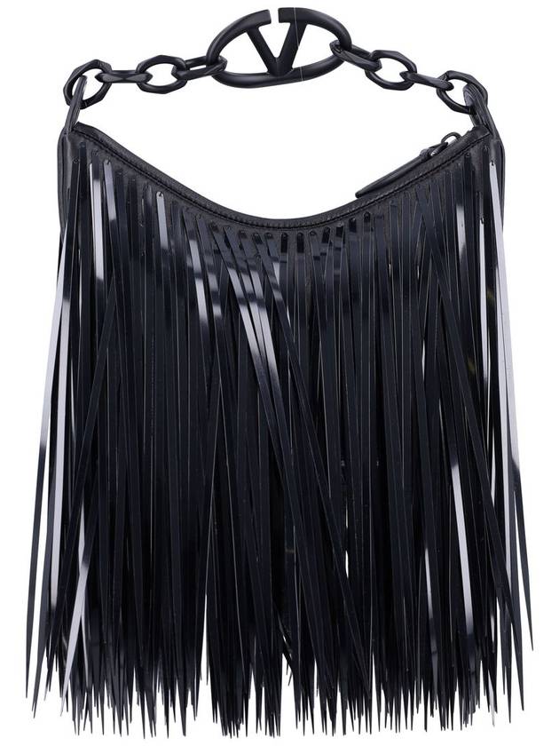 Valentino Garavani Vlogo Moon Mini Hobo Bag With Sequin Fringes - VALENTINO - BALAAN 4