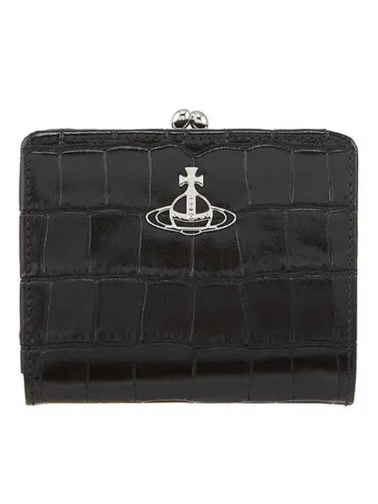 ORB Logo Crocodile Effect Half Wallet Black - VIVIENNE WESTWOOD - BALAAN 2