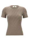 FF Viscose Short Sleeve Sweater Ash - FENDI - BALAAN 2