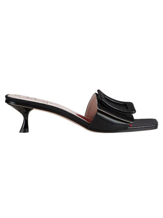 Covered Buckle Mules In Patent Leather Black - ROGER VIVIER - BALAAN 1