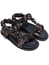 Feel Fabric FF Logo Feel Satin Sandals Black Brown - FENDI - BALAAN 3