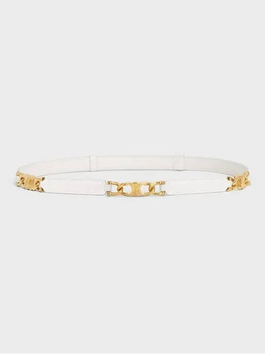 Small Gourmet Triomphe Leather Belt White - CELINE - BALAAN 1