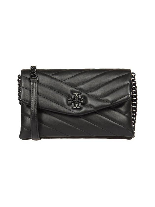 Women's Kira Chevron Powder Coated Chain Shoulder Bag Black - TORY BURCH - BALAAN 2