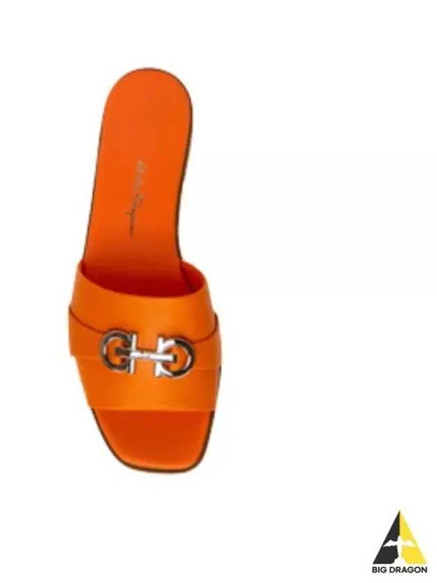 Gancini Leather Slippers Orange - SALVATORE FERRAGAMO - BALAAN 2