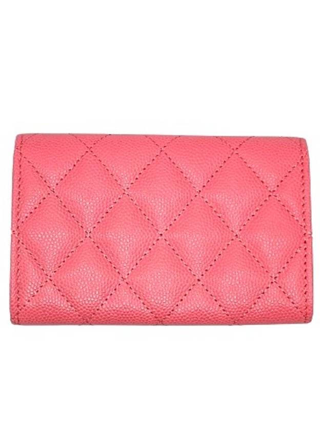 gold CC logo calfskin flap bi-fold wallet pink - CHANEL - BALAAN 6