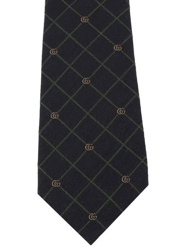 Double G Check Silk Jacquard Tie Blue - GUCCI - BALAAN 4