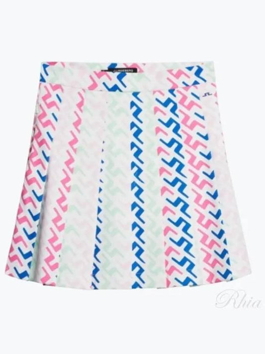 Women's Adina Print Pleated Skirt Pink Painted Bridge - J.LINDEBERG - BALAAN 2