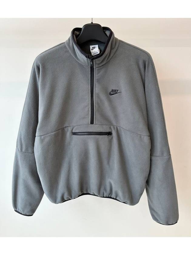 Club Fleece Half Zip Anorak Iron Grey - NIKE - BALAAN 2