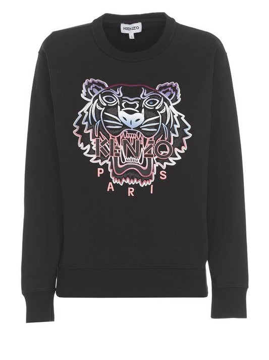 gradient tiger logo embroidery sweatshirt black - KENZO - BALAAN.