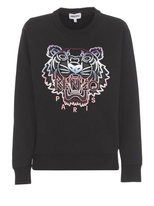 Gradient Tiger Embroidery Logo Sweatshirt Black - KENZO - BALAAN 1