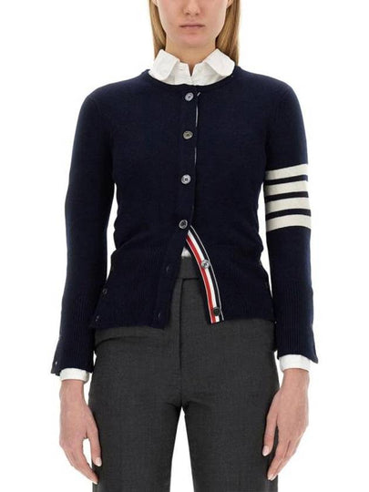 Cashmere Crew Neck Cardigan Navy - THOM BROWNE - BALAAN 2