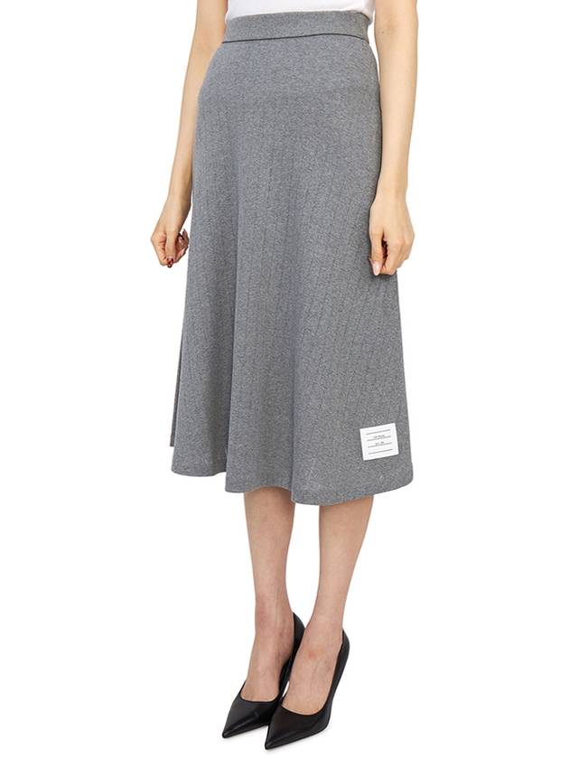 Pointelle Rip Below The Knee A-Line Skirt Grey - THOM BROWNE - BALAAN 5