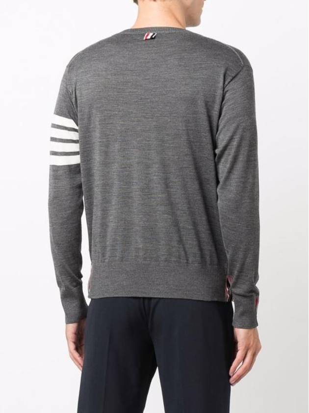 4 Bar Armband Classic Merino Wool Knit Top Light Grey - THOM BROWNE - BALAAN 4