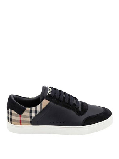 Checked Leather Suede Low Top Sneakers Black - BURBERRY - BALAAN 2