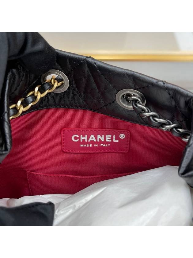 Aged Calfskin Small Gabrielle Backpack Black - CHANEL - BALAAN 6